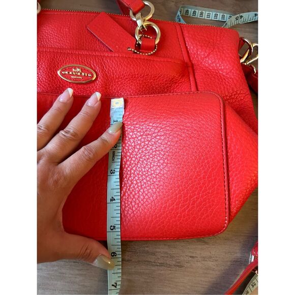 Coach Mini Ellis Tote in cardinal red pebbled leather career holiday minimalist - Picture 10 of 10